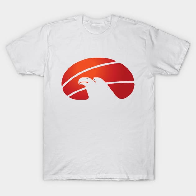 Sunrise Eagle Face Side View Negative Space T-Shirt by GeeTee